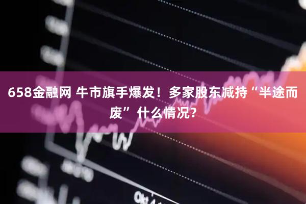 658金融网 牛市旗手爆发！多家股东减持“半途而废” 什么情况？